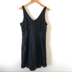 LOFT | V-Neck Navy Lace Overlay Cocktail Dress